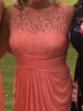 David's Bridal Parfait Pink Lace Top Long Skirt Dress Size 12